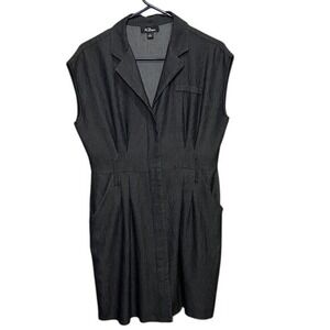 AGB Dress Women's L Black‎ Sleeveless Button Down Collared Career Casual